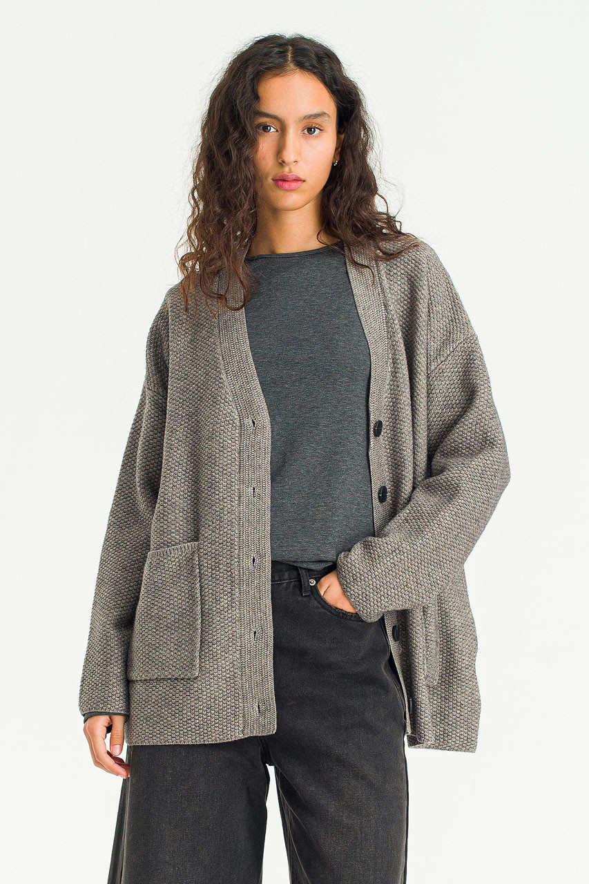 Lenn Over Size Knit Cardigan, Grey
