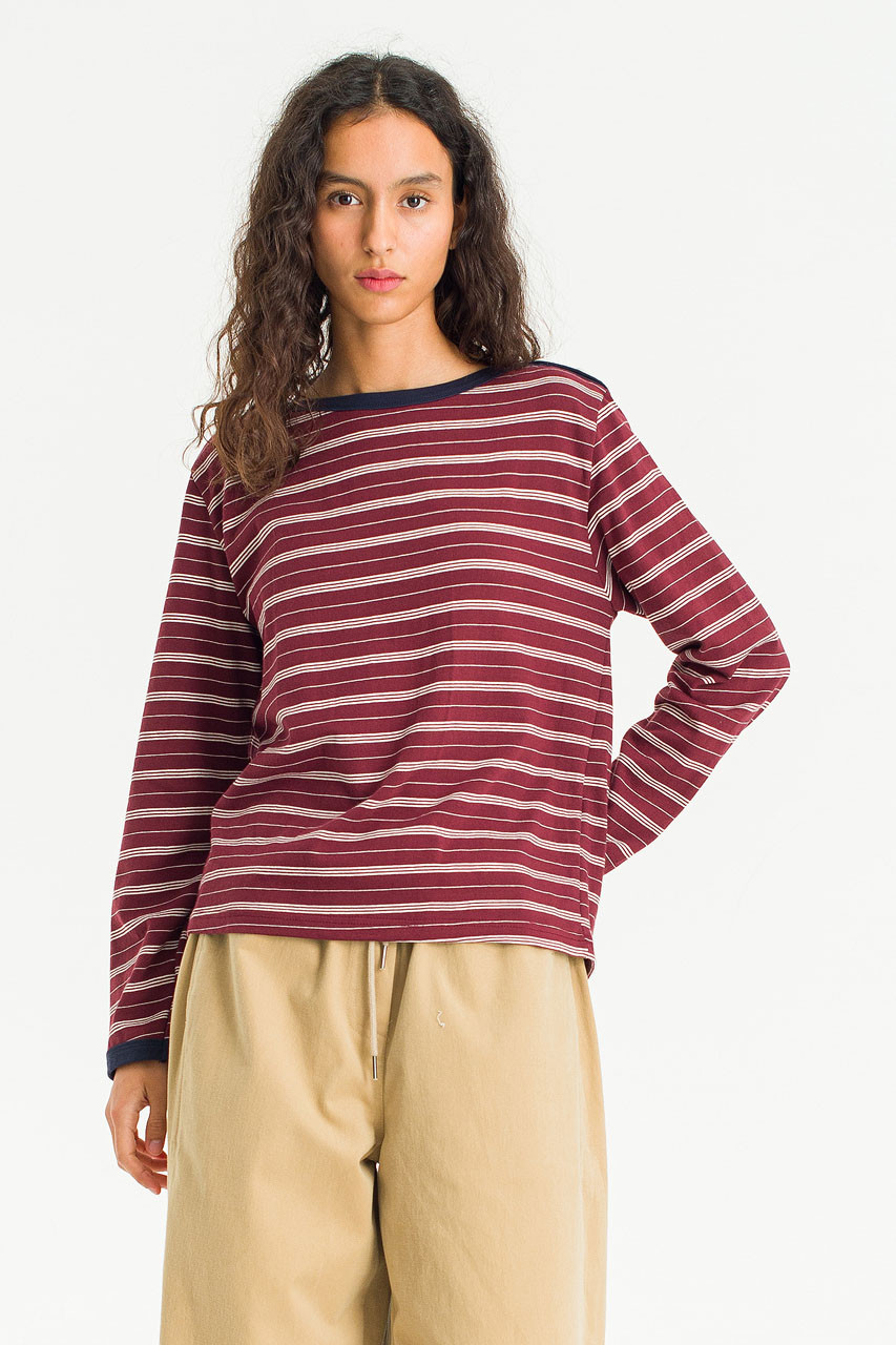 Day Stripe Tee, Burgundy