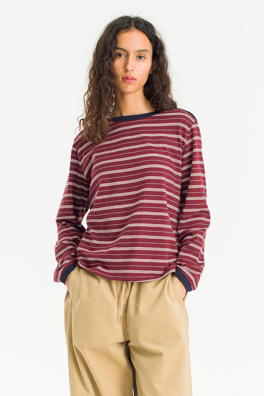Day Stripe Tee, Burgundy