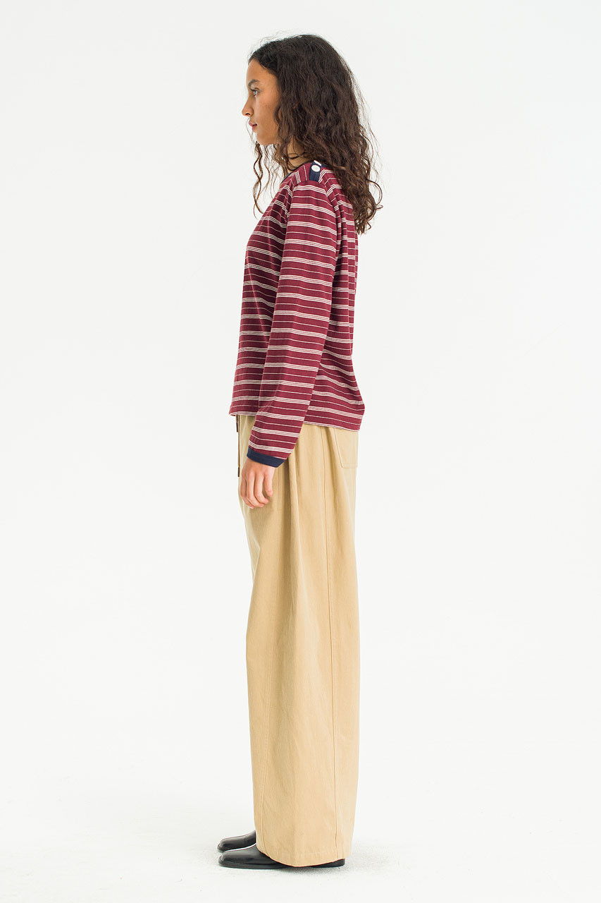 Day Stripe Tee, Burgundy