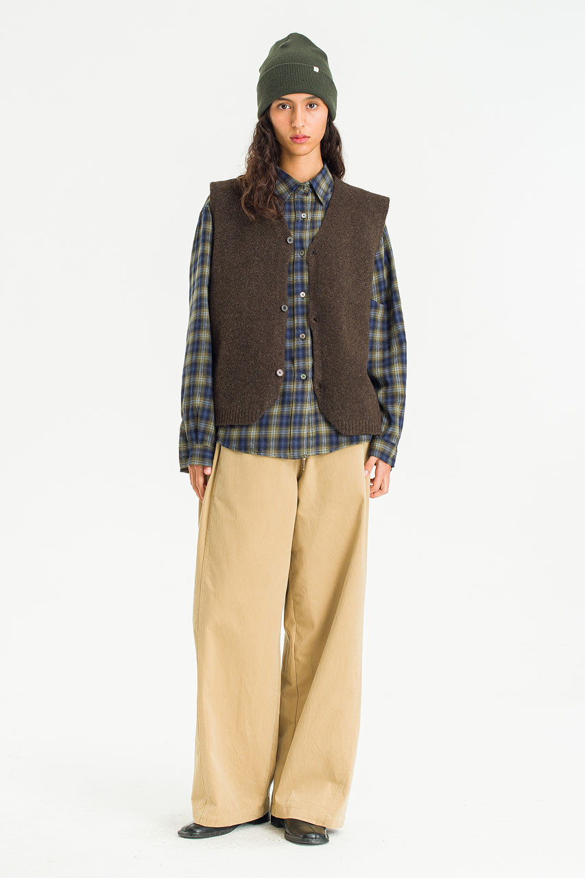 Button-Front Vest, Brown