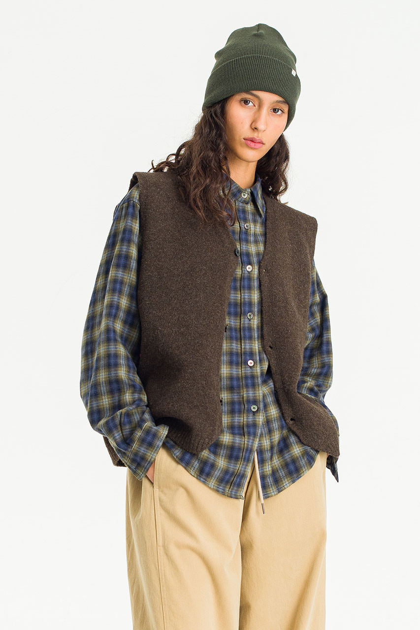 Button-Front Vest, Brown