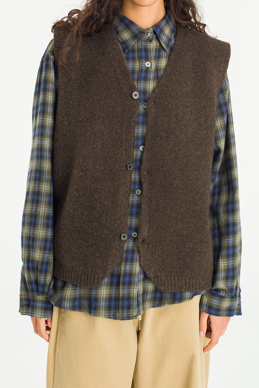 Button-Front Vest, Brown