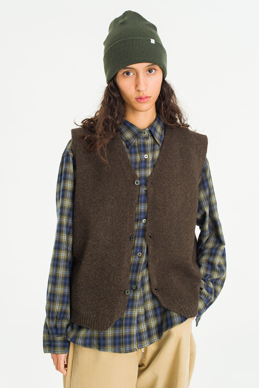 Button-Front Vest, Brown