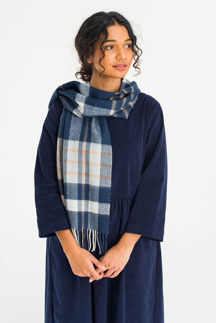 Tartan-Style Scarf, Navy