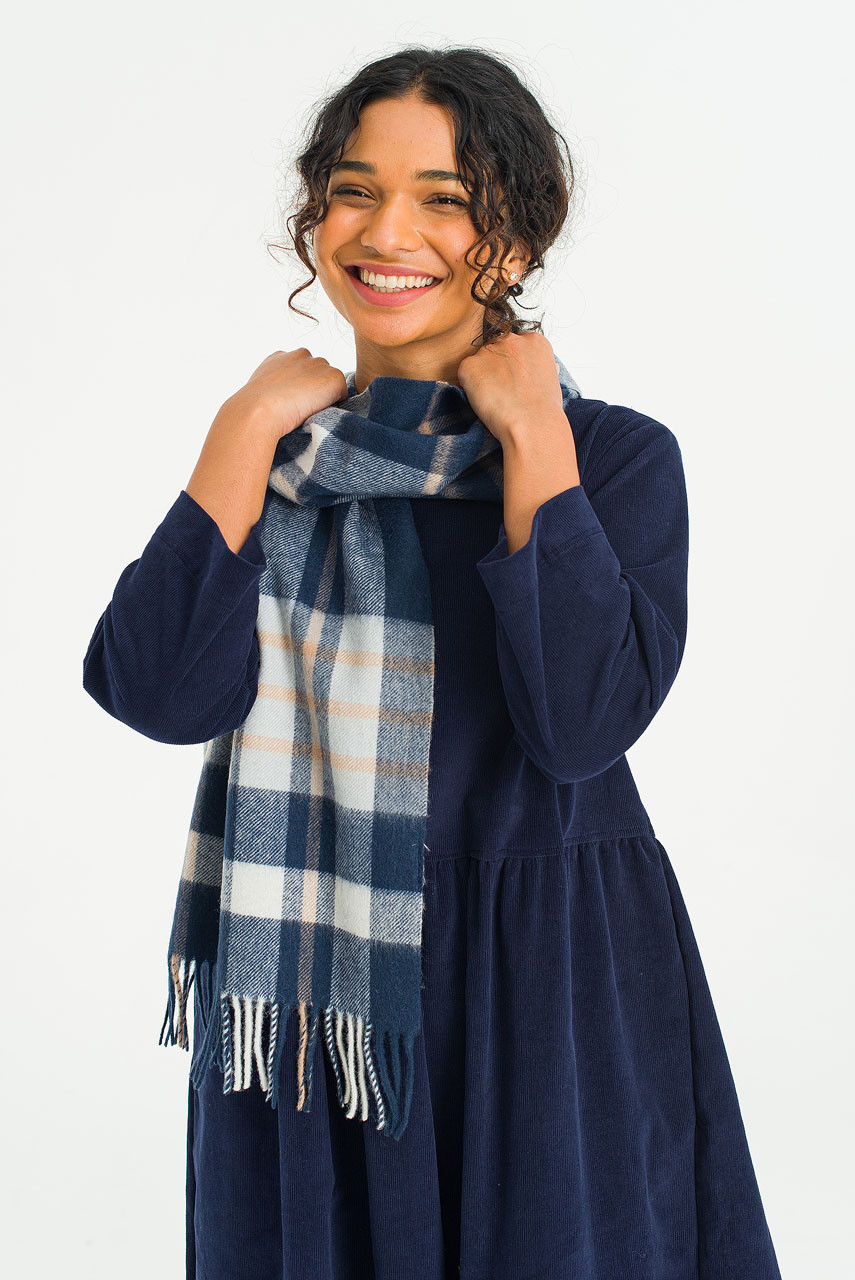 Tartan-Style Scarf, Navy