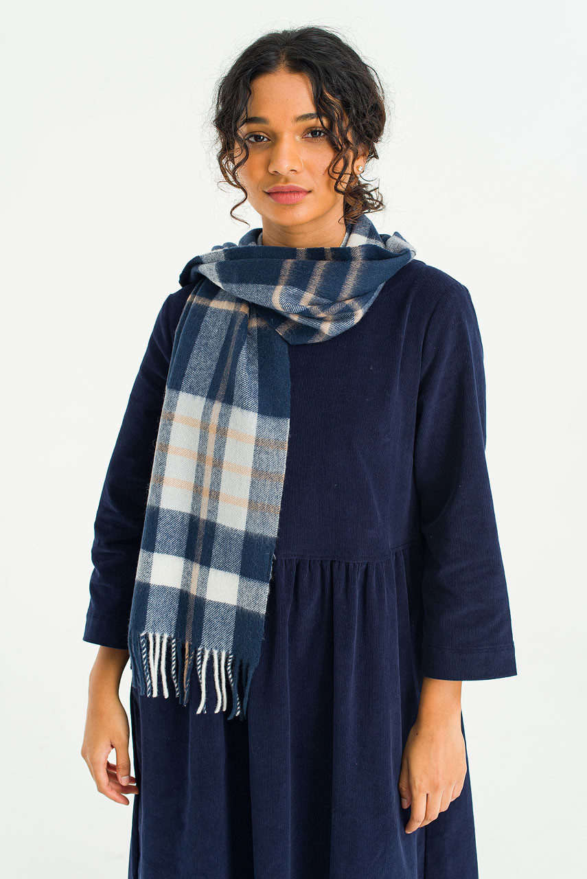 Tartan-Style Scarf, Navy