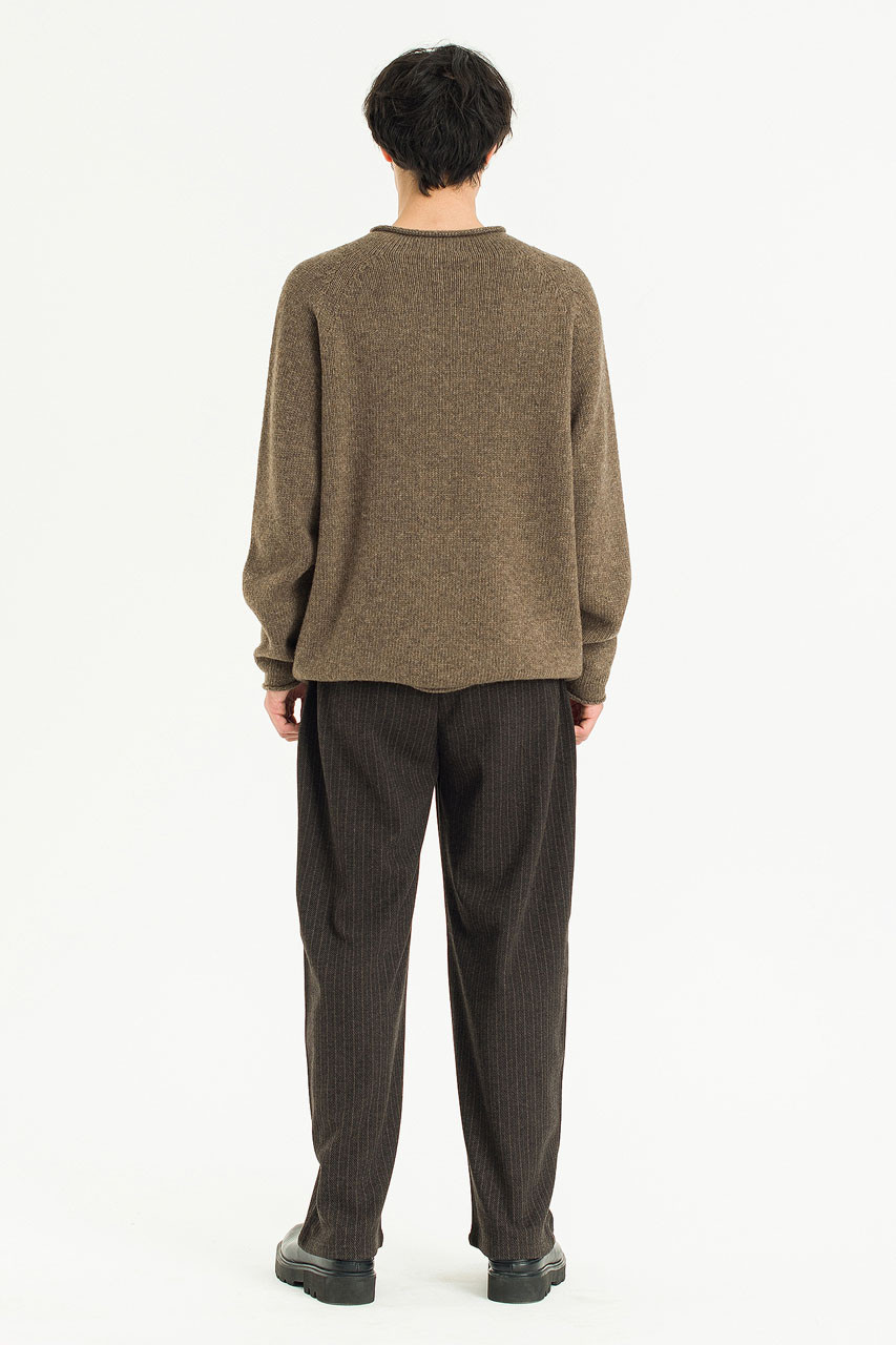 Boat Neck Wool Boxy Jumper, Brown