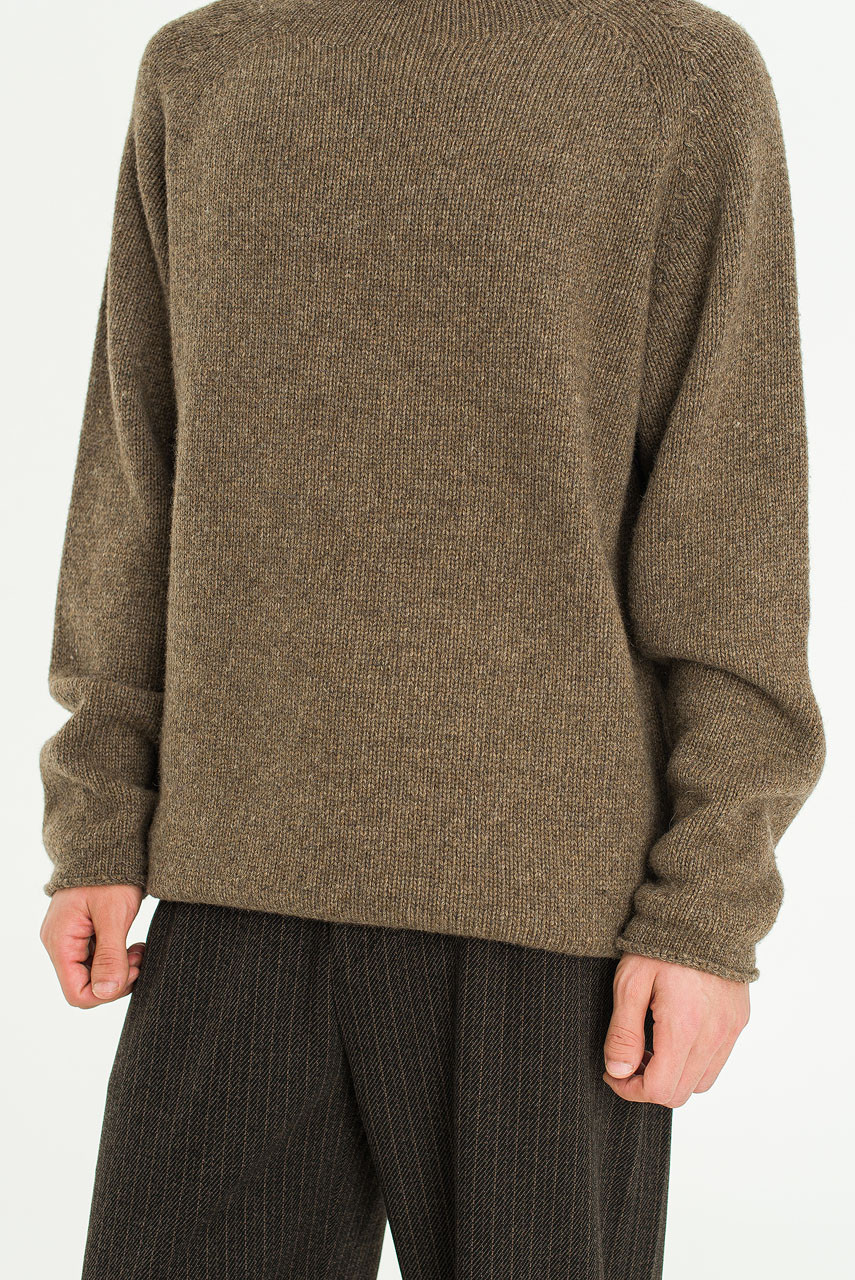 Boat Neck Wool Boxy Jumper, Brown