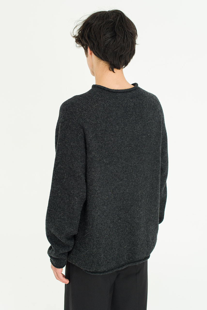 Menswear | Boat-Neck Wool Jumper, Charcoal