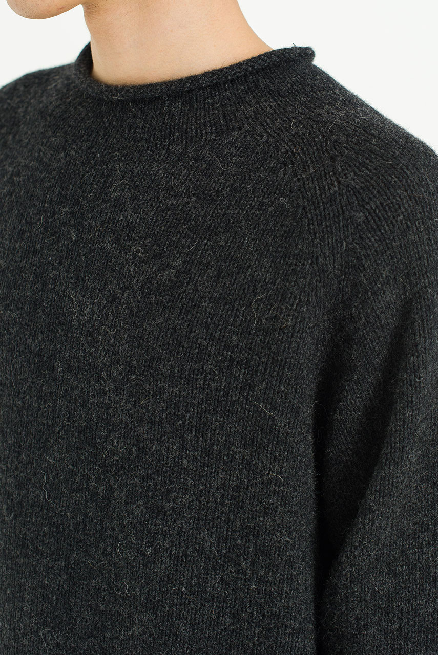 Menswear | Boat-Neck Wool Jumper, Charcoal