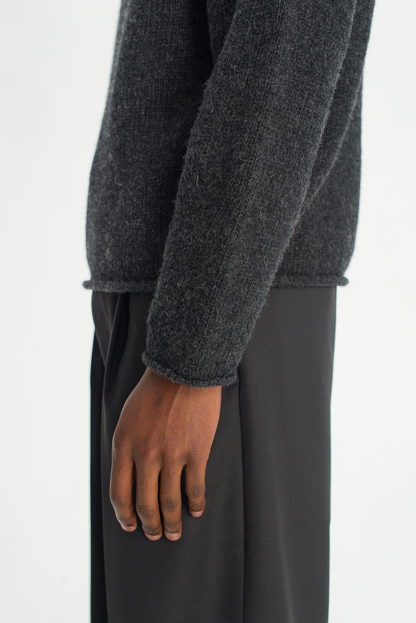 Menswear | Boat-Neck Wool Jumper, Charcoal