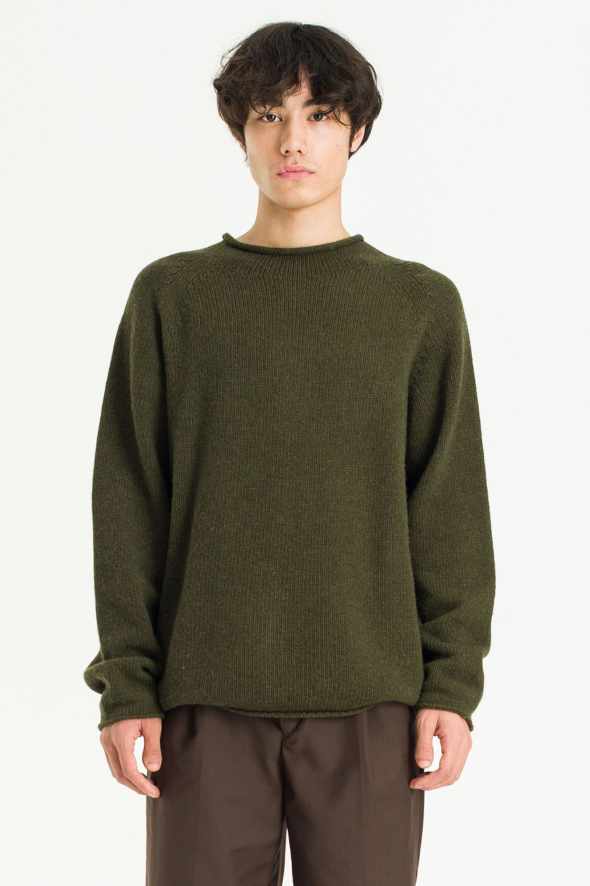 Menswear | Boat-Neck Wool Jumper, Khaki