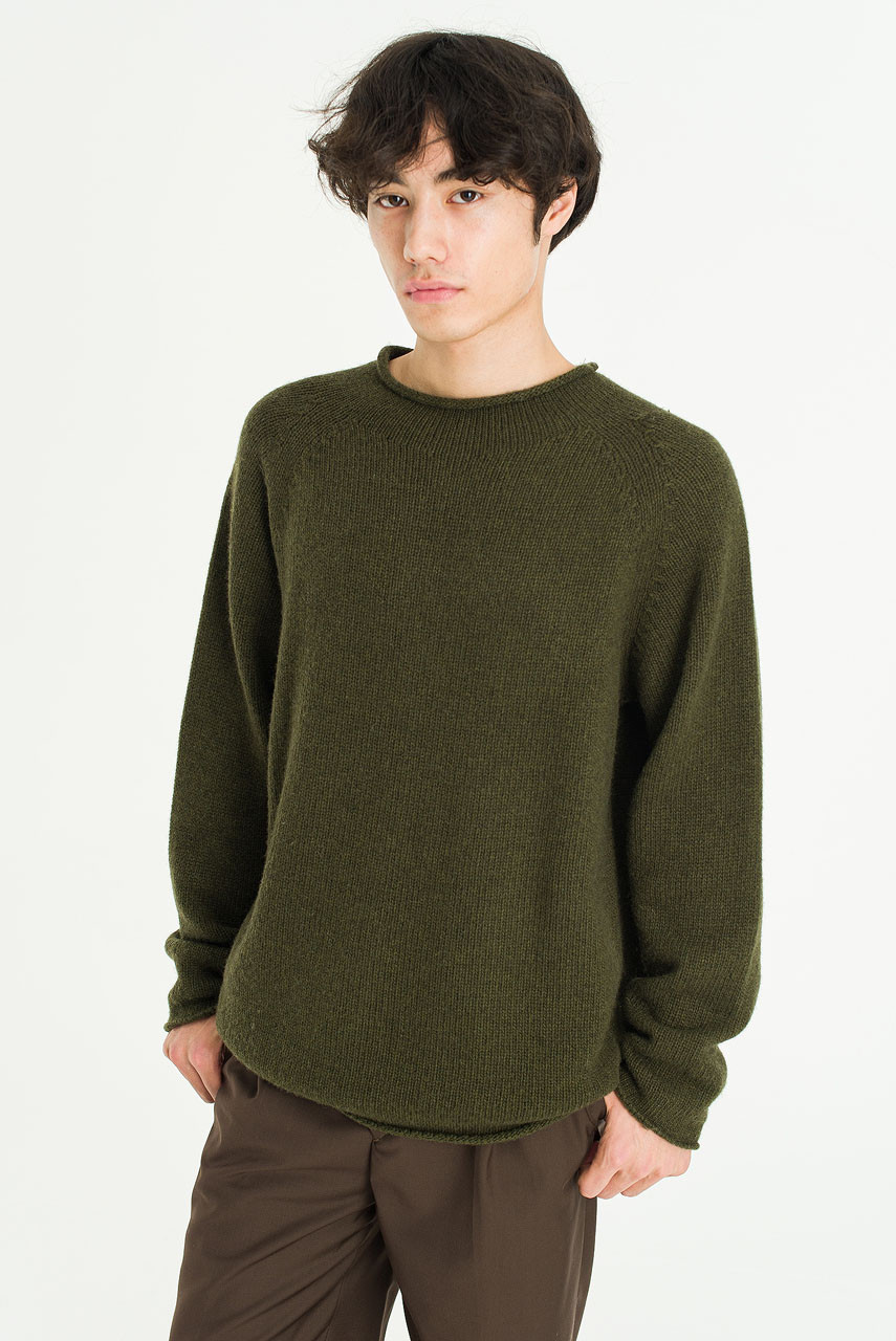 Menswear | Boat-Neck Wool Jumper, Khaki