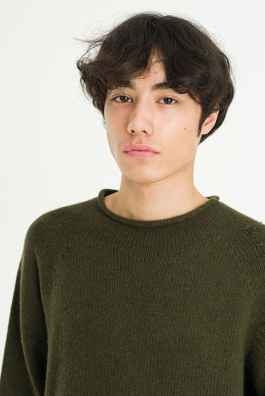 Menswear | Boat-Neck Wool Jumper, Khaki