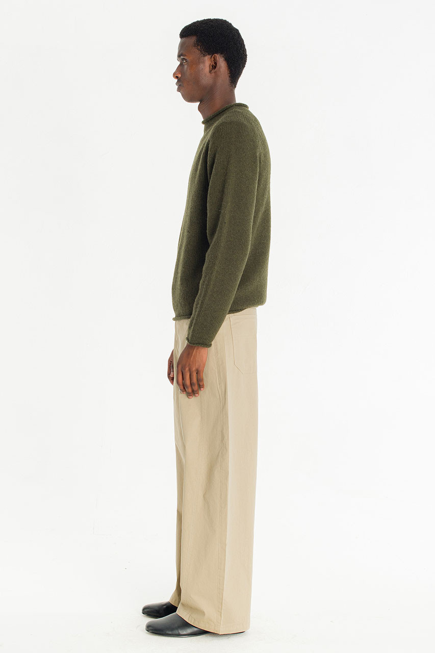 Menswear | Boat-Neck Wool Jumper, Khaki