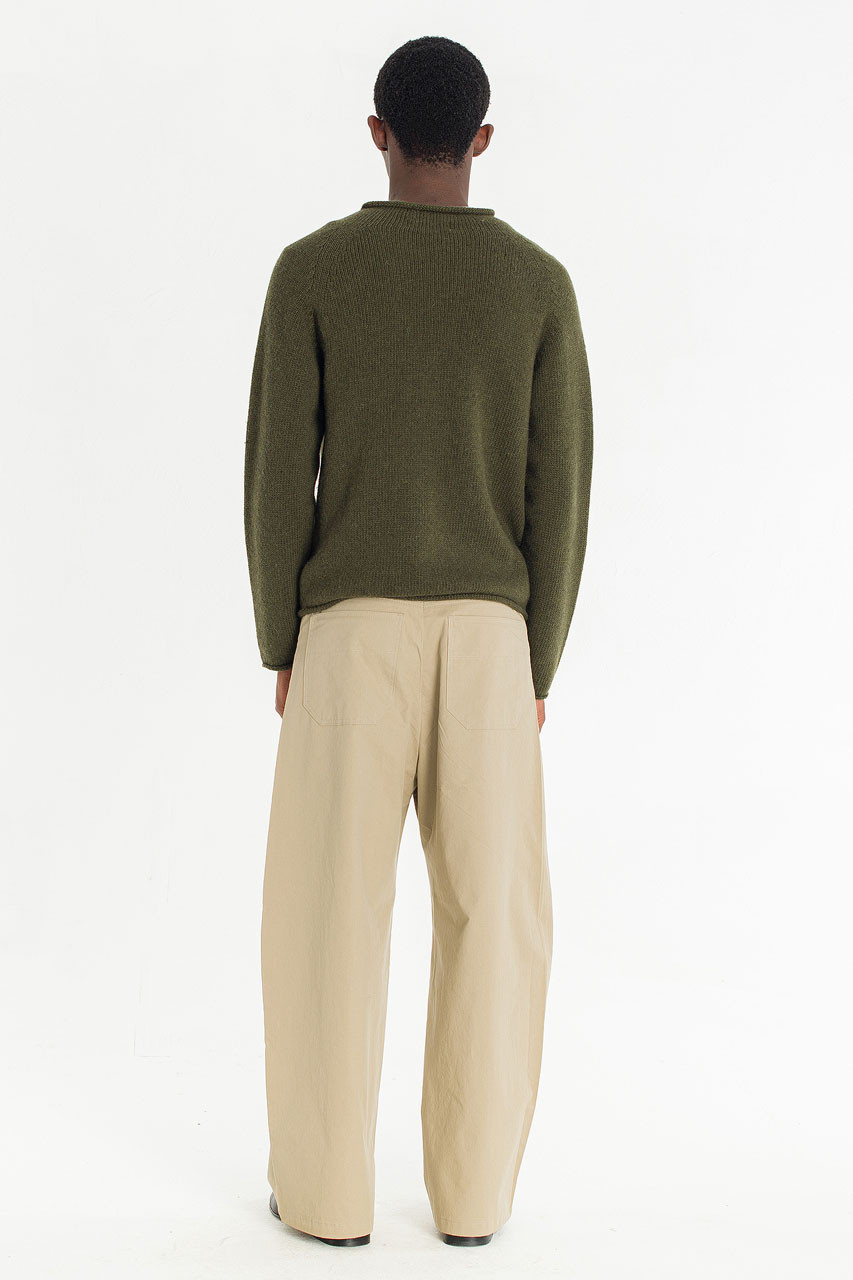 Menswear | Boat-Neck Wool Jumper, Khaki