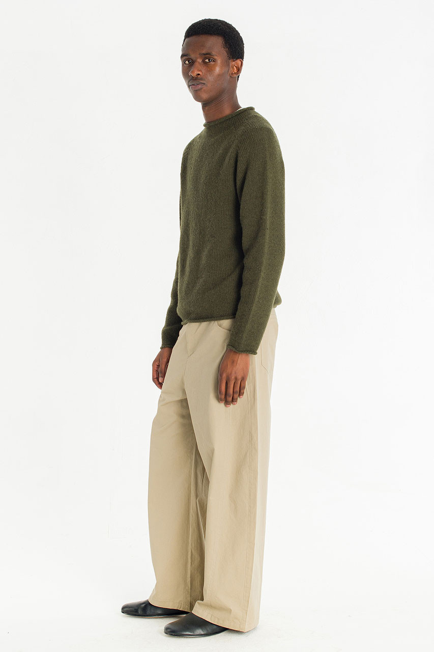 Menswear | Boat-Neck Wool Jumper, Khaki