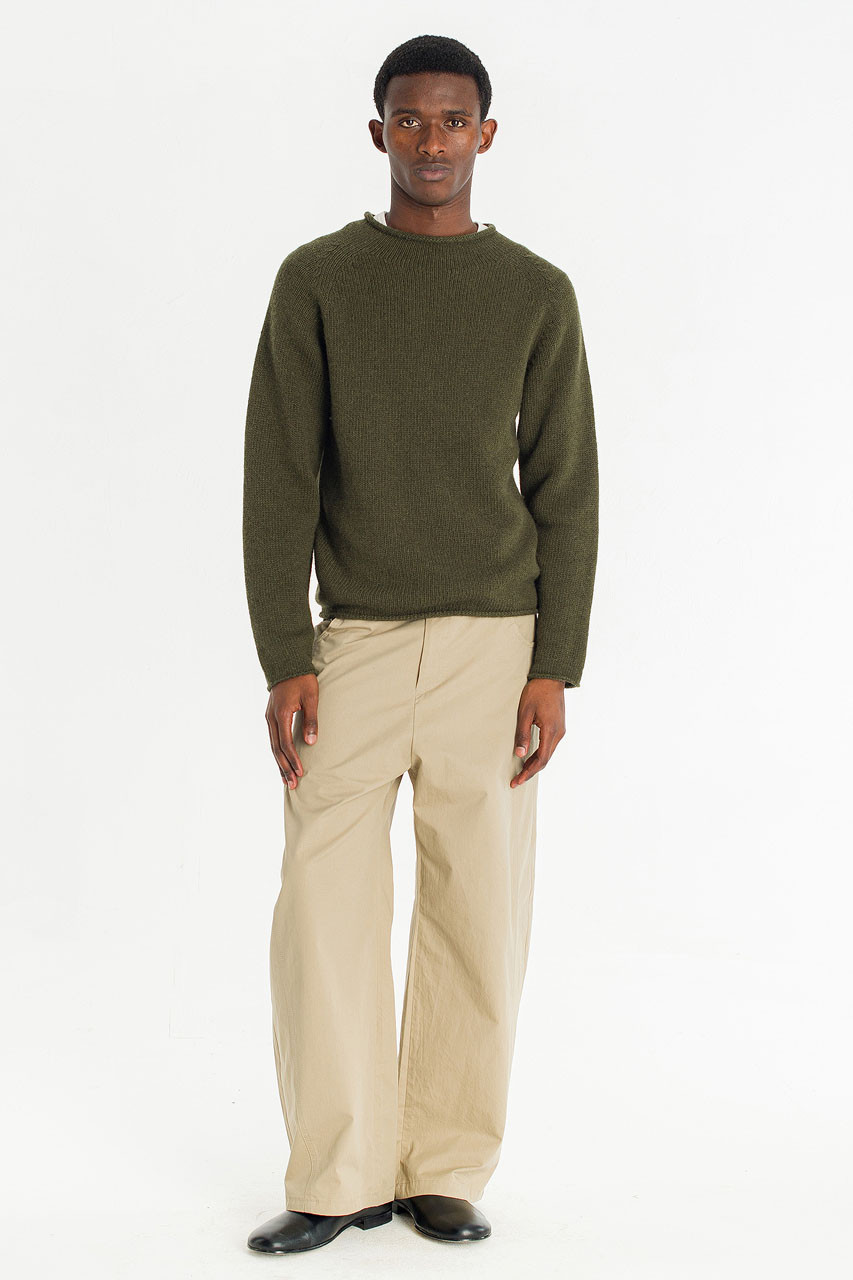 Menswear | Boat-Neck Wool Jumper, Khaki