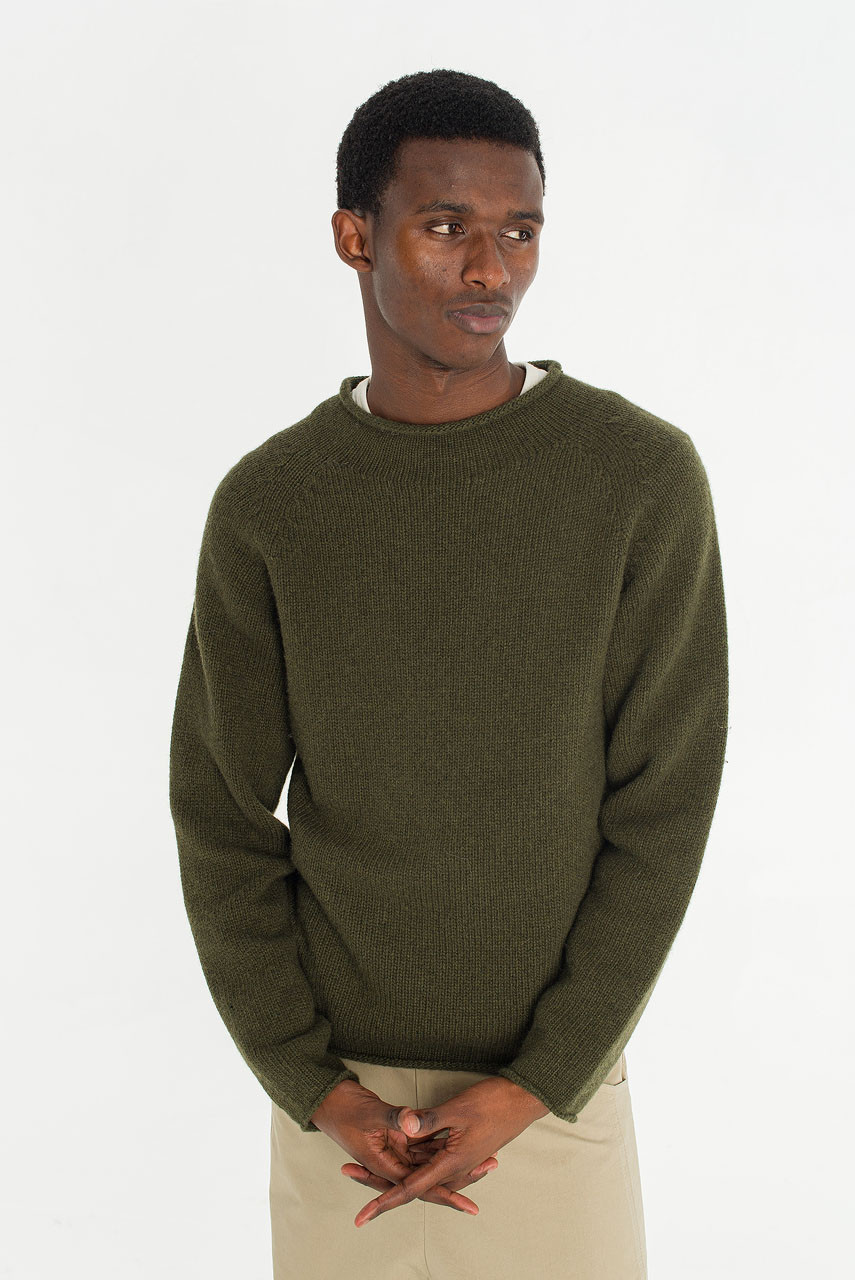 Menswear | Boat-Neck Wool Jumper, Khaki