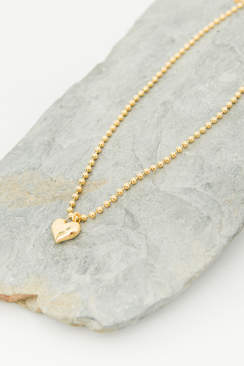 Heart Charm Chain Necklace, Gold