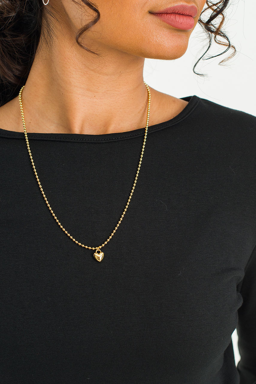 Heart Charm Chain Necklace, Gold