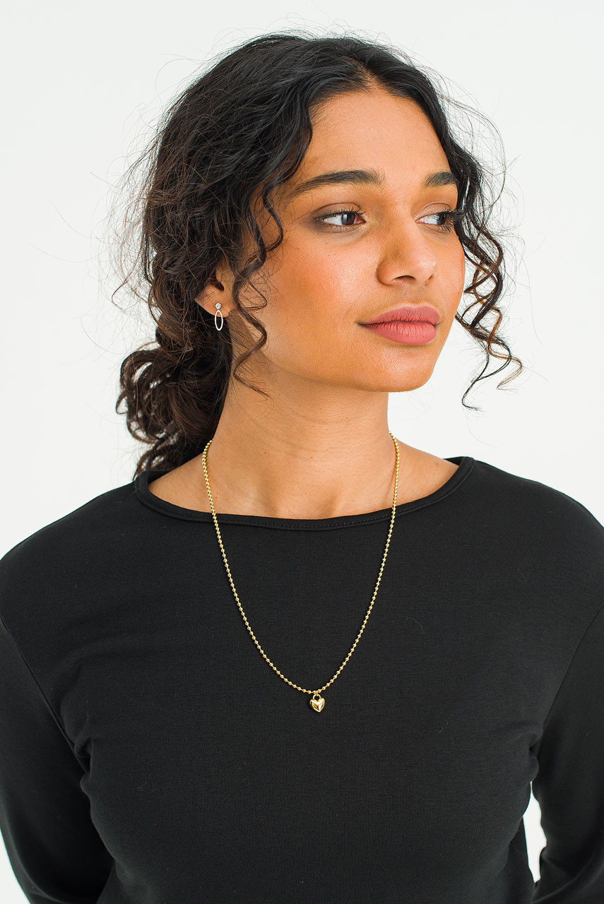 Heart Charm Chain Necklace, Gold