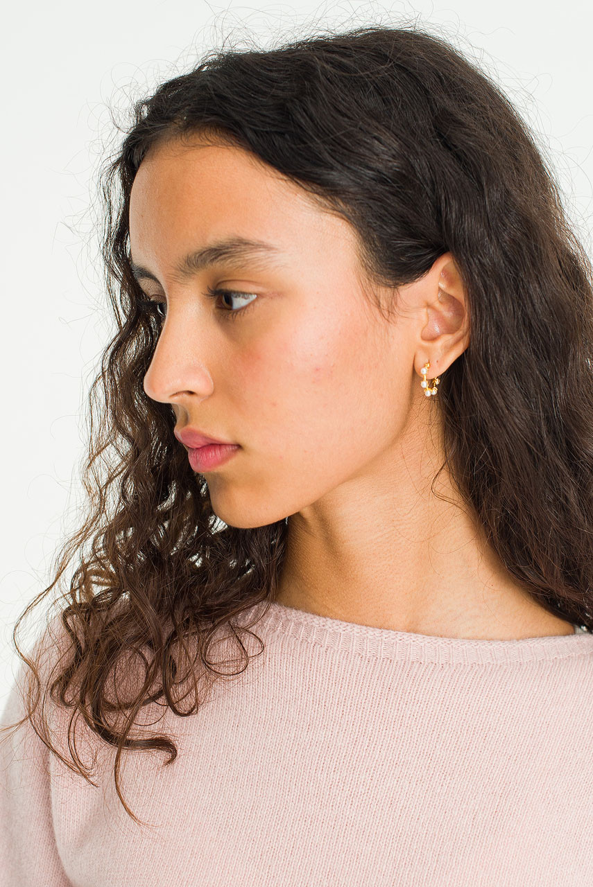 Yui Mini Pearl Hoop Earrings, Gold