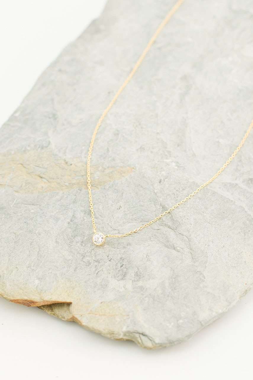 Ayaka Crystal Necklace, Gold