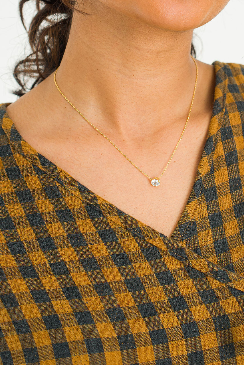 Sena Crystal Necklace, Gold