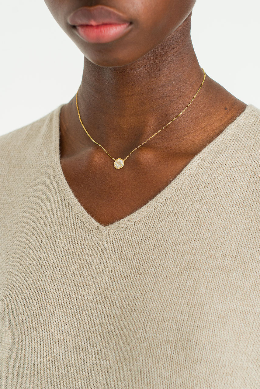 Juniper Circle Crystal Necklace, Gold