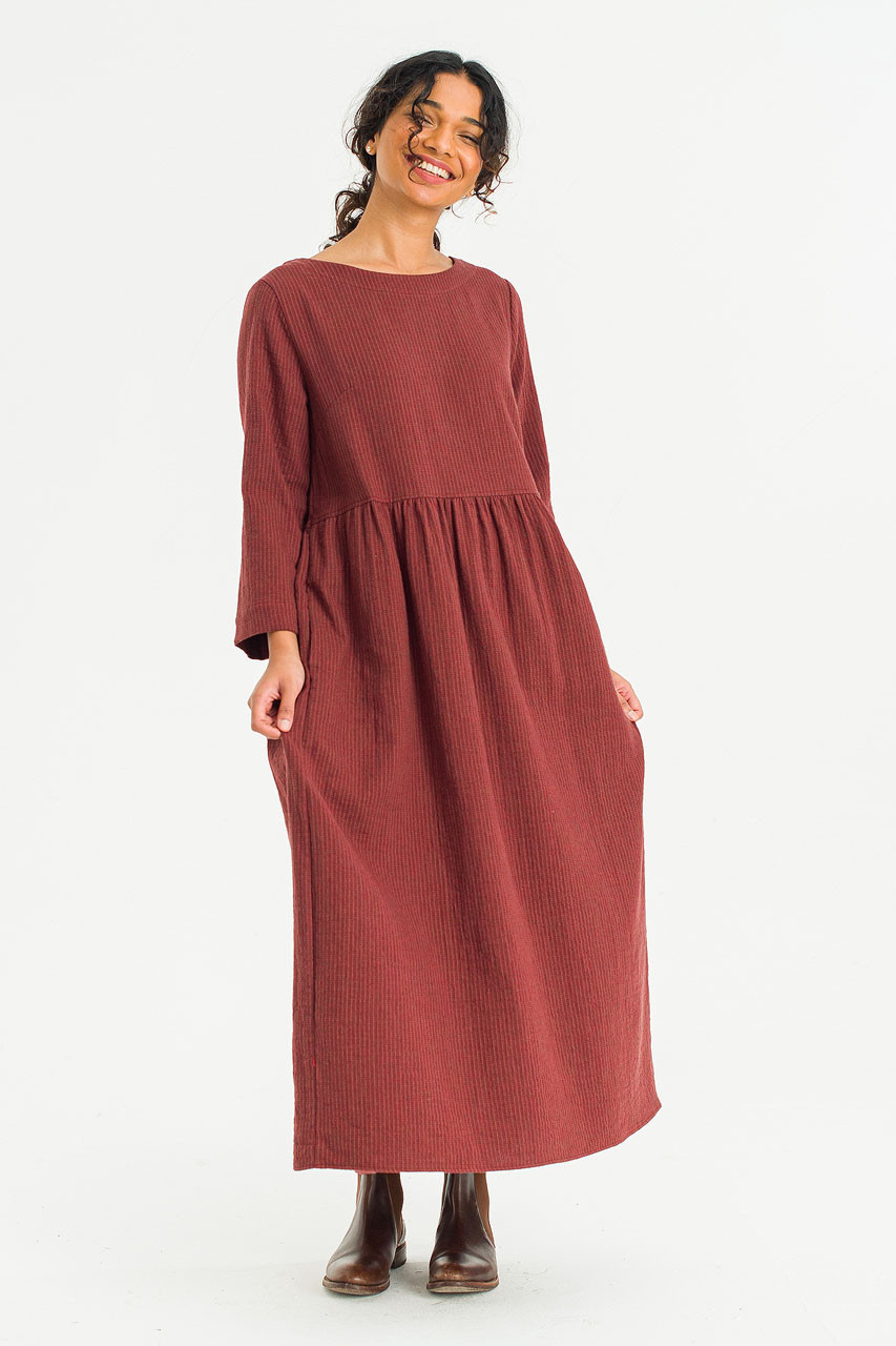 Elsa Double Face Relax Dress, Burgundy