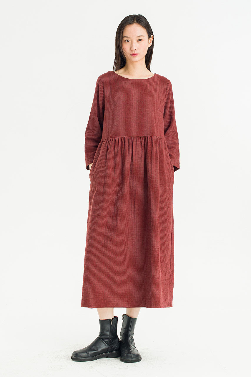 Elsa Double Face Relax Dress, Burgundy