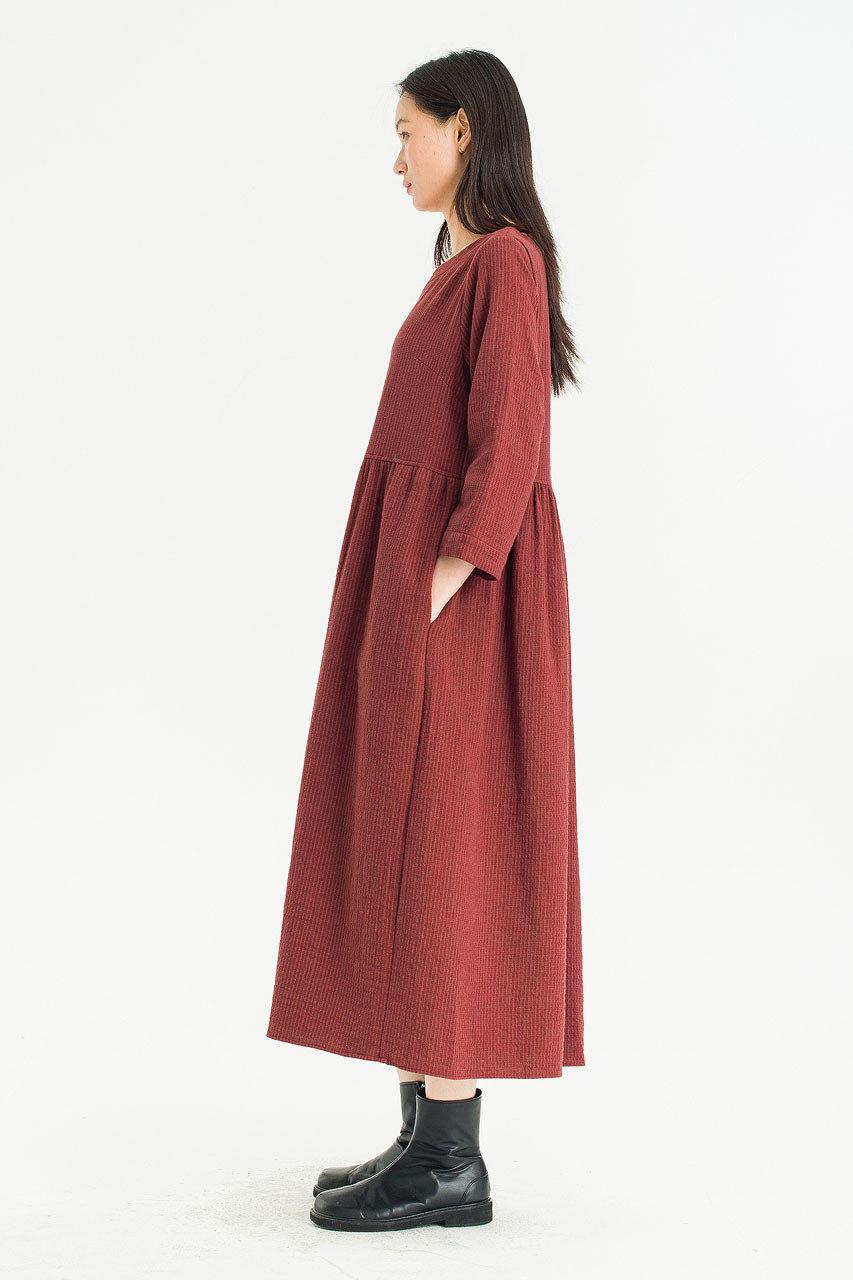 Elsa Double Face Relax Dress, Burgundy