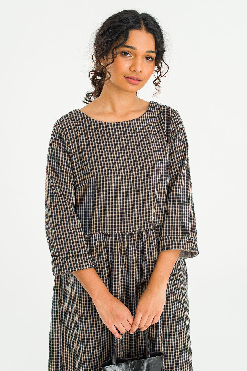 Elsa Double Face Relax Dress, Black