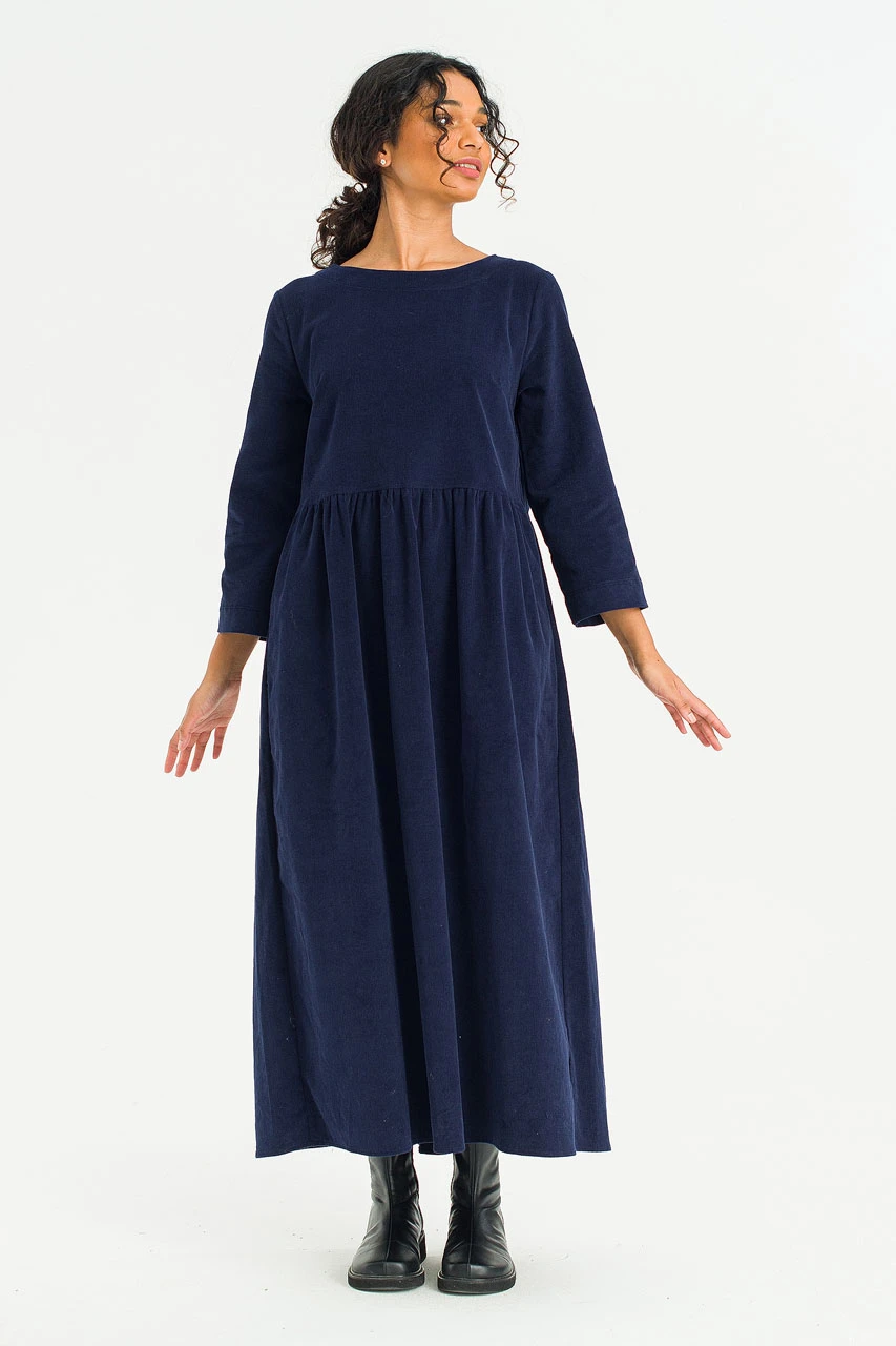Elsa Cord Relax Dress, Navy