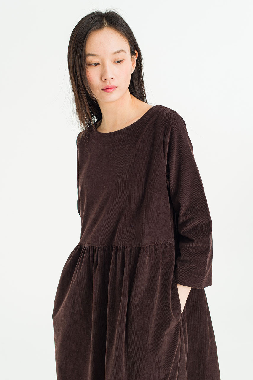 Elsa Cord Relax Dress, Brown