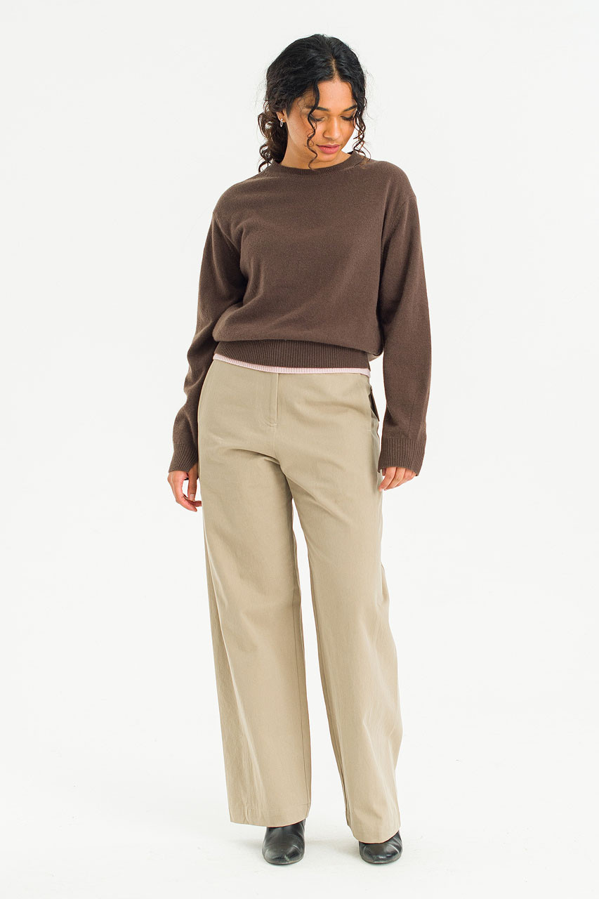Moss Path Curved Pants, Khaki