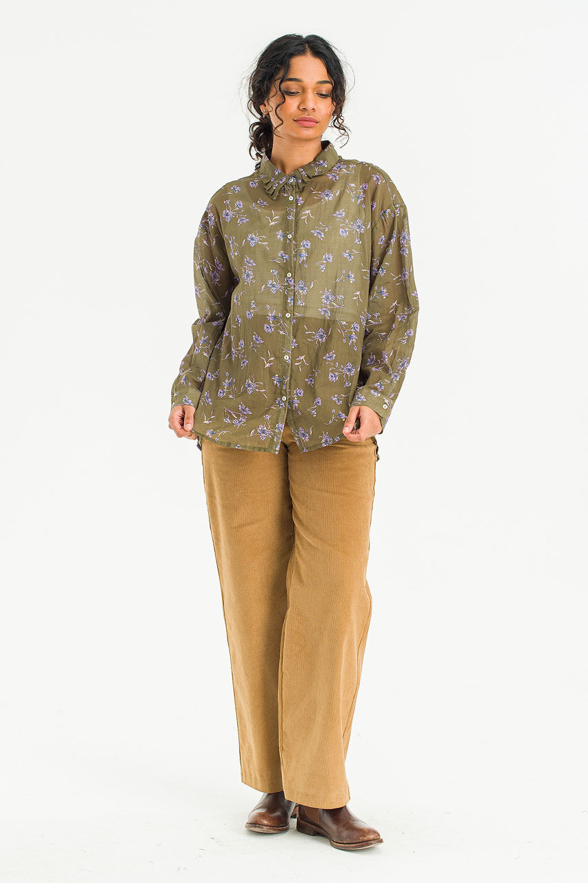Lavender Pleated Collar Blouse, Green