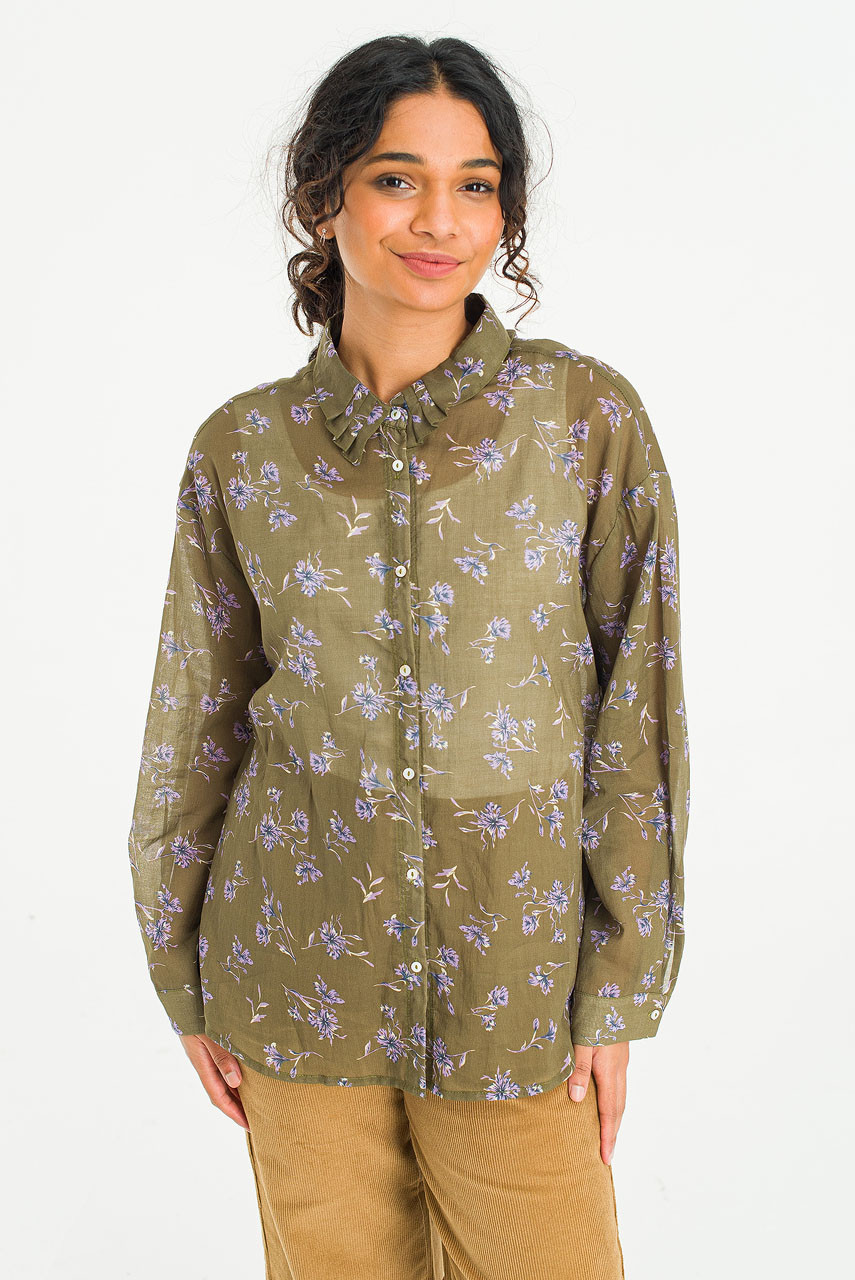 Lavender Pleated Collar Blouse, Green