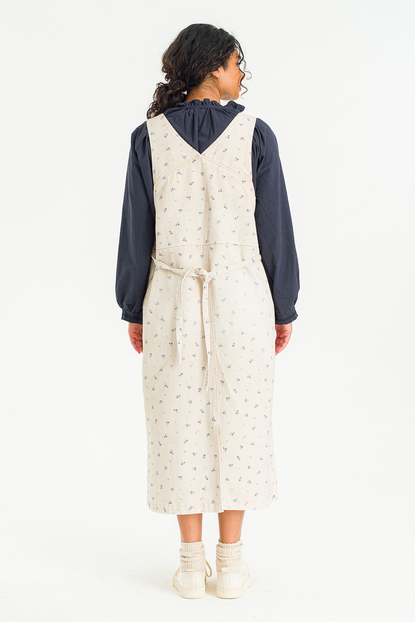 Lavine Denim Pinafore Dress, Ivory