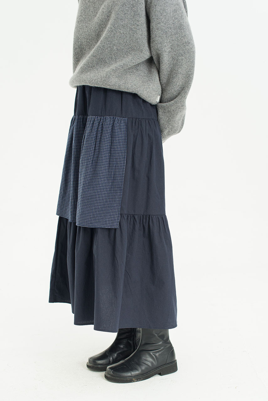 Mira Tiered Skirt, Navy