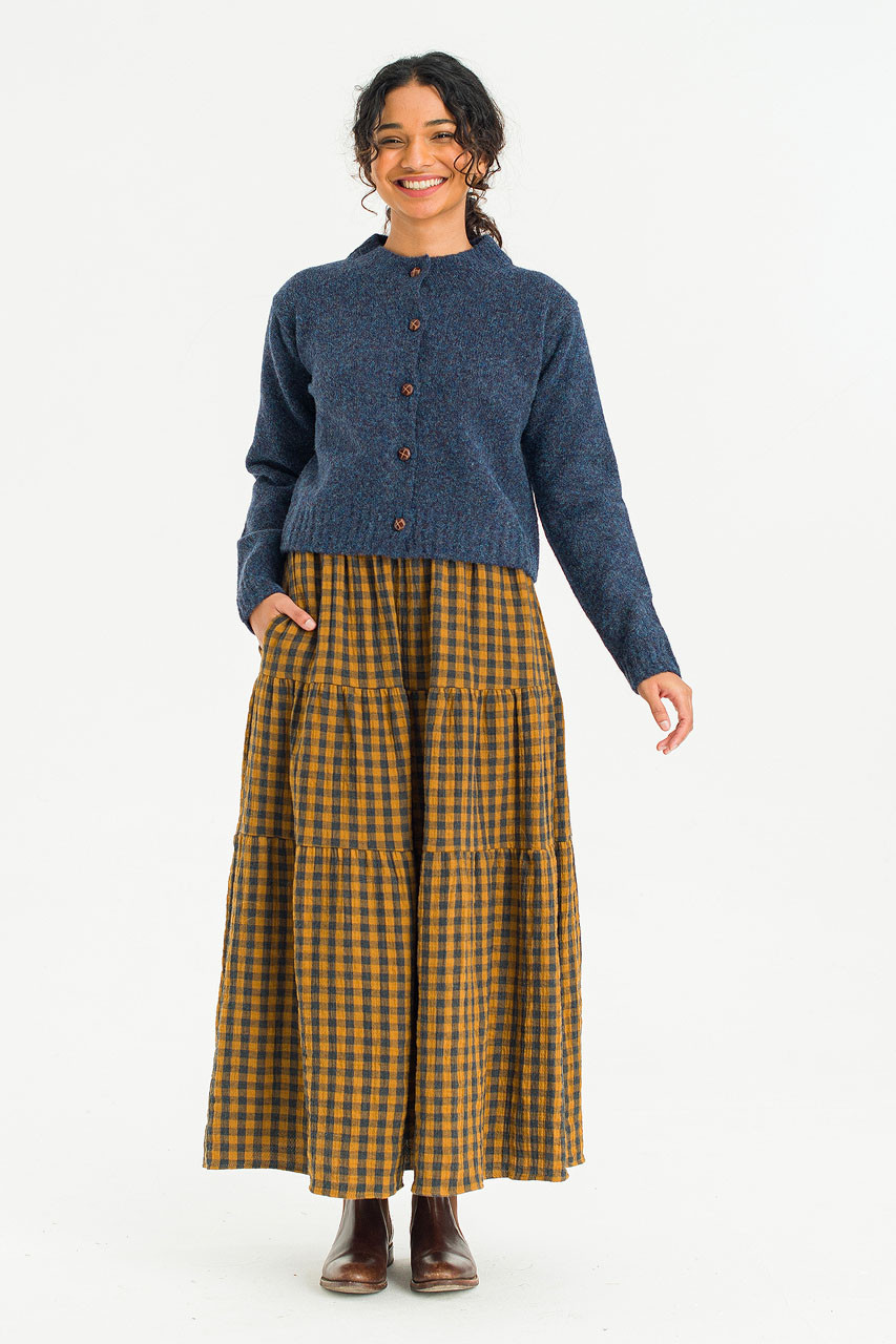 Tasha Double Face Check Skirt, Mustard