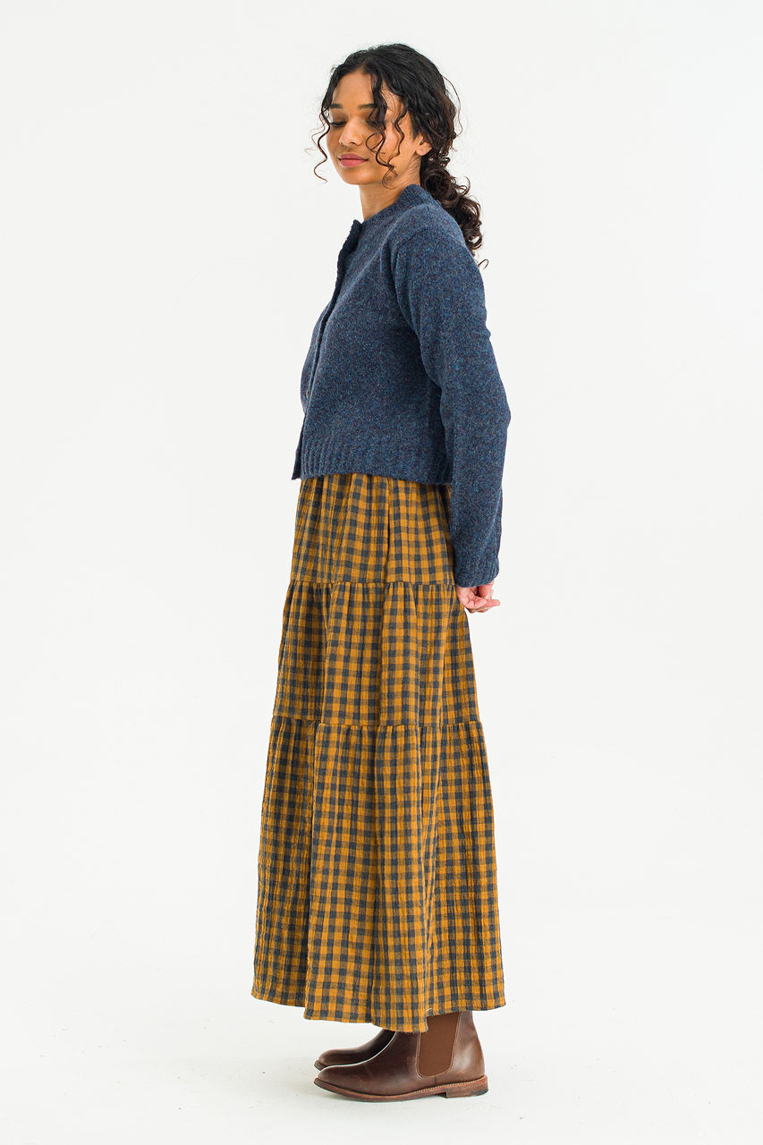 Tasha Double Face Check Skirt, Mustard
