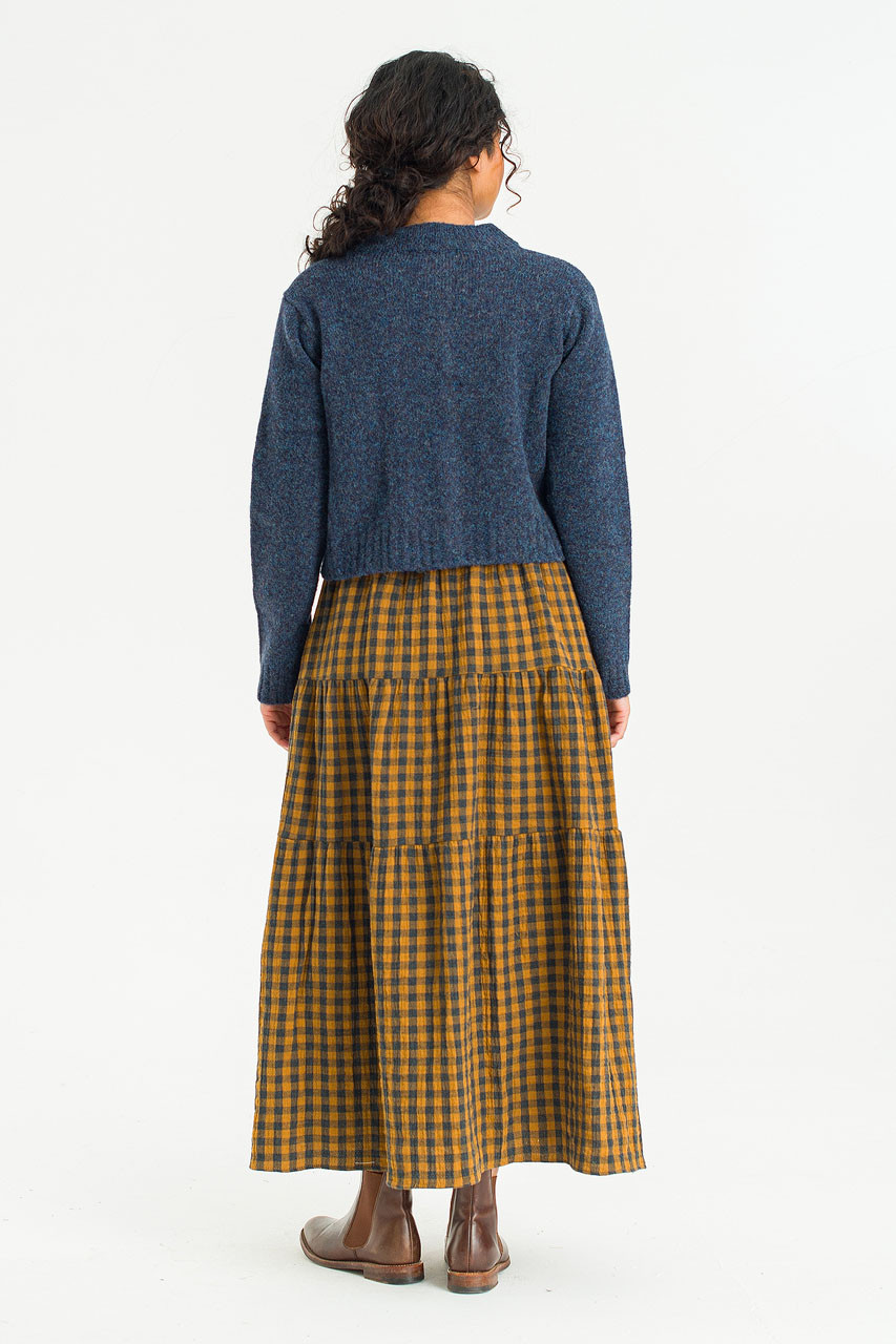 Tasha Double Face Check Skirt, Mustard