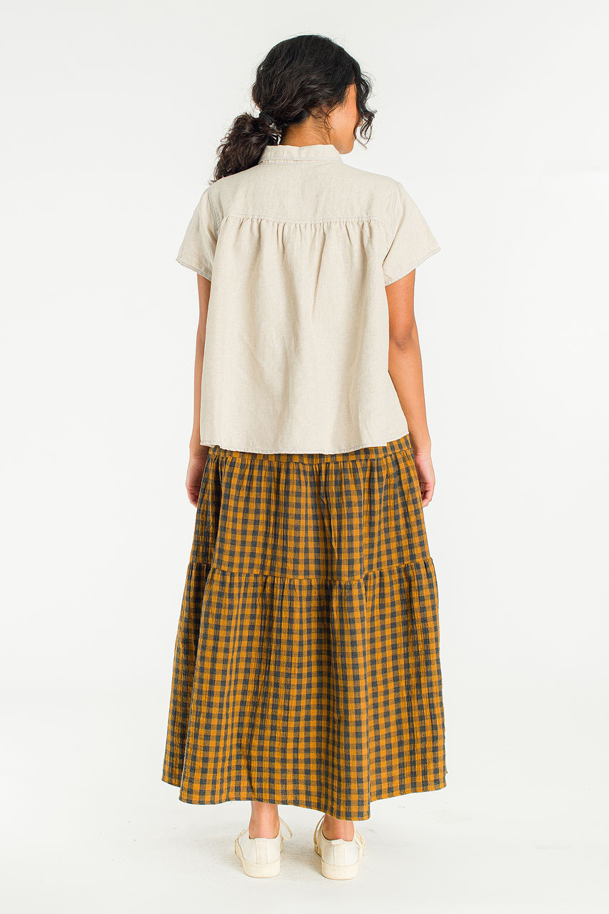 Tasha Double Face Check Skirt, Mustard