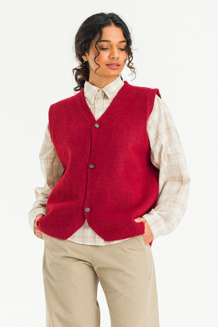 Button-Front Vest, Red