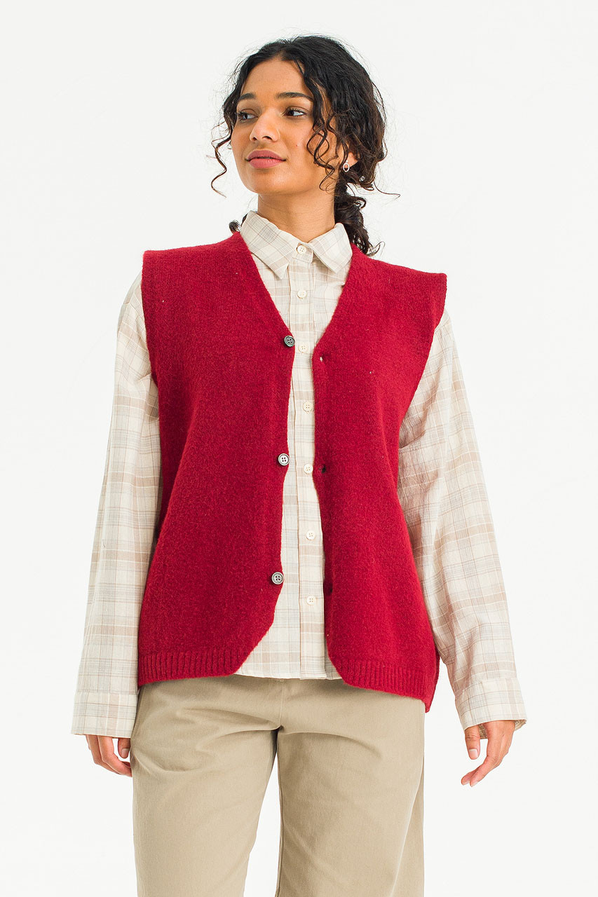 Button-Front Vest, Red