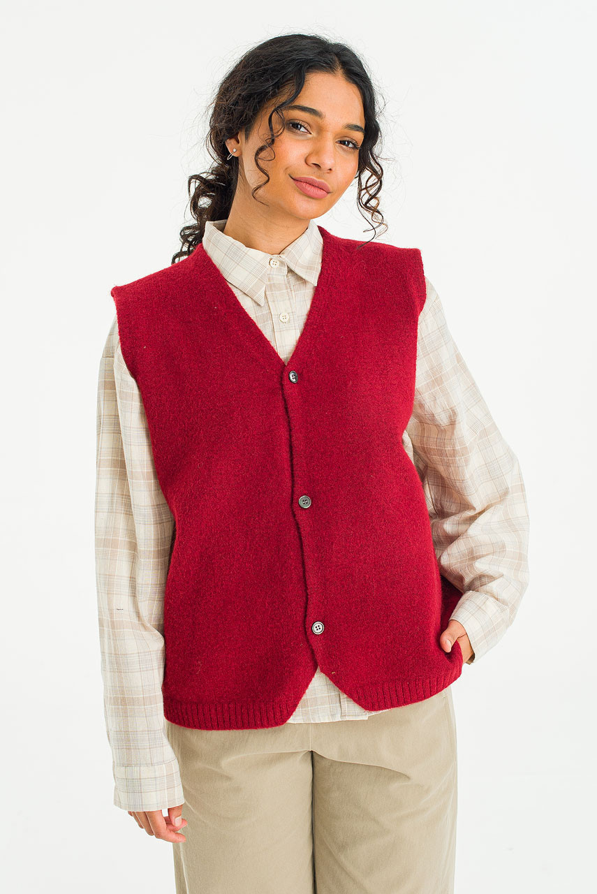 Button-Front Vest, Red