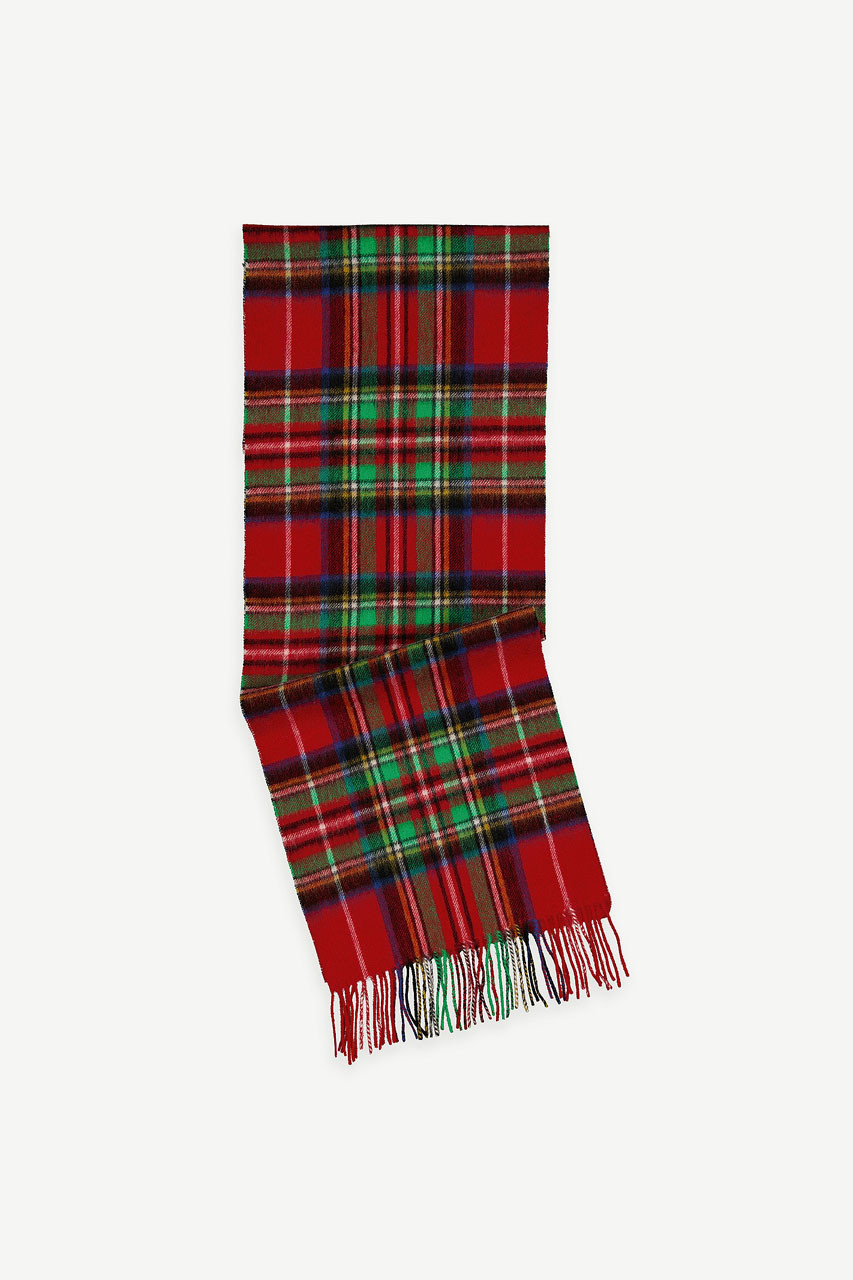 Tartan Check Wool Scarf, Red